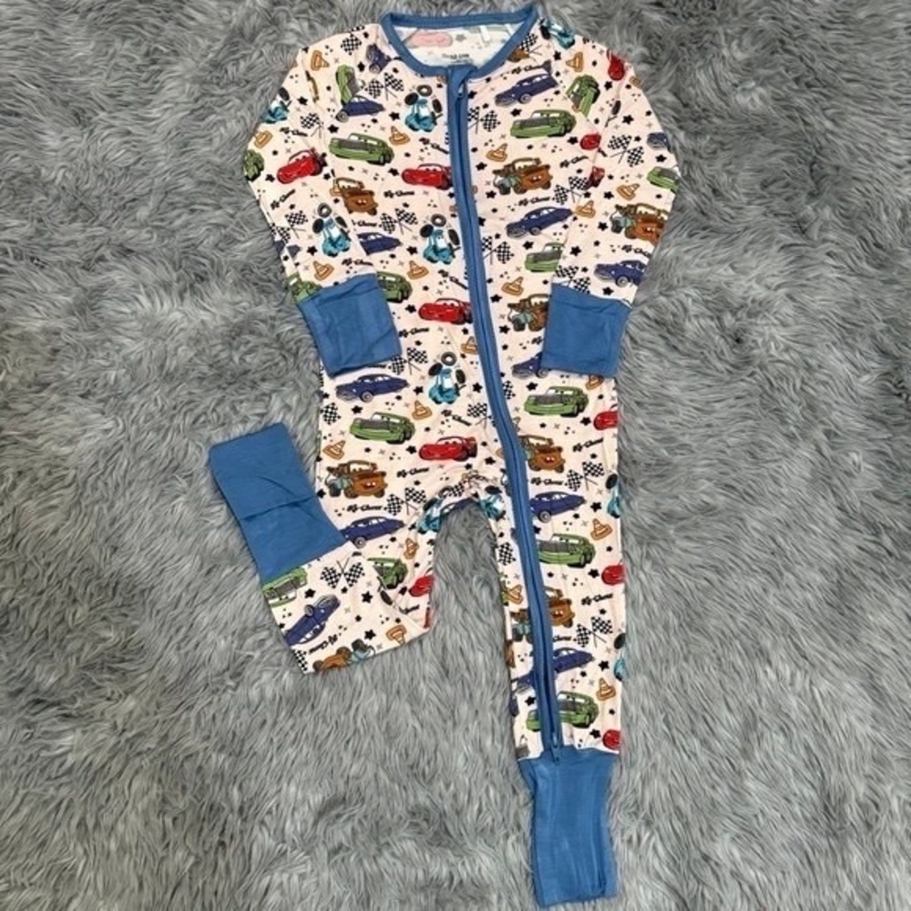 Blue and Multicolor Car Print Kids Bodysuit